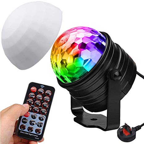 Kids Disco Lights SOLMORE 6 LEDs Disco Ball Light RGB 7-Color Changing Modes Timer Party Lights Music Activated Rotating Ball Lights for Christmas Party Home Bedroom Night Lights with Remote