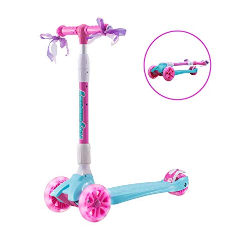 Royalbaby Kids Scooter Toddlers LED Flashing 3 Wheels Foldable Scooters with Adjustable T-Bar Gift for Boys and Girls Ages 3 to 12 Years