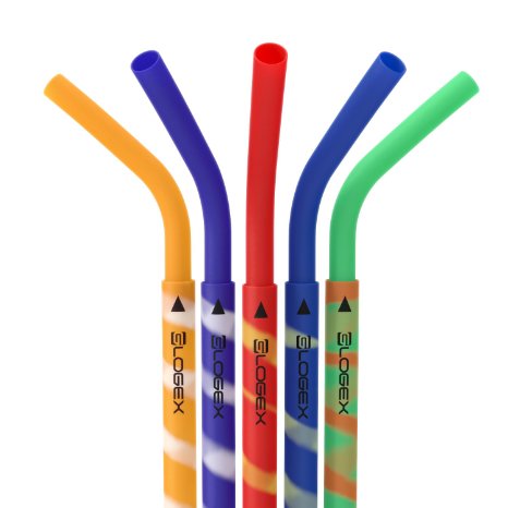 Flexible Reusable Drinking Straws (Set of 5), Food Grade Silicone.