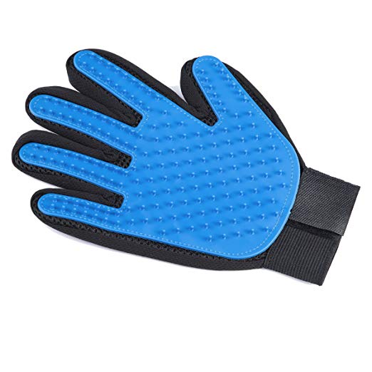 ENVEL Pet Grooming Glove Brush Tools Training Petting Cleaning Massage Pet Hair Remover Mitt with Enhanced Five Finger Design for Long Short Curly Right Handed in 1 PC for Cats Dogs