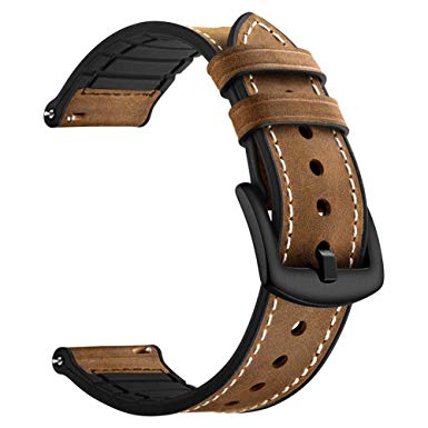 BONSTRAP Quick Release Leather Watch Band 20mm 22mm Genuine Leather with Silicone Watch Bands Vintage Watch Straps 20mm 22mm for Men Women