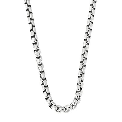 Mens Solid Sterling Silver Rhodium Plated 3.75mm Round Box Chain Necklace