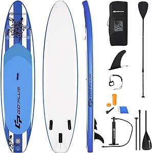 COSTWAY SUP Gonfiabile Adulti 305/335 cm, Stand Up Paddle Gonfiabile con Pinne, Leash, Pagaia, Pompa, Kit di Riparazione e Borsa, Carico Massimo 120 kg