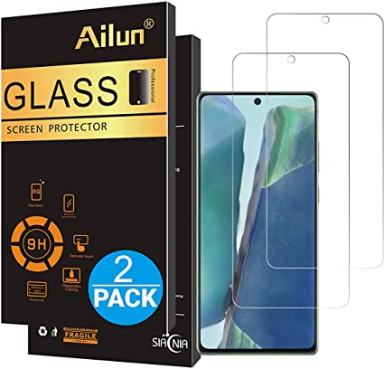 Ailun Screen Protector Compatible for Samsung Galaxy Note 20 Tempered Glass Screen Protector 2pack 9H 2.5D Edge,[Fingerprint Sensor Compatible],Case Friendly