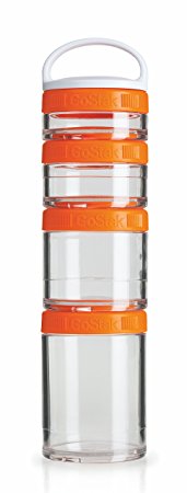 BlenderBottle GoStak Twist n' Lock Storage Jars, 4-Piece Starter Pak, Orange