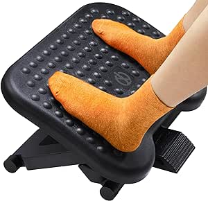 ErGear Under Desk Footrest, Adjustable Foot Rest for Under Desk at Work with 3 Height Settings and 30-Degree Angle, Ergonomic Desk Foot Rest with Massage Texture, Foot and Leg Rest for Home & Office