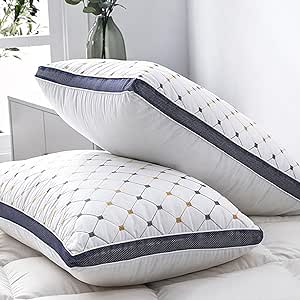 Hotel-Grade Pillow Core - 2024 New Soft Supportive Down Bed Pillow, Suitable for Back Side & 𝑺𝒕𝒐𝒎𝒂𝒄𝒉 Sleepers, Made of Skin-Friendly Cotton Fabric (A)