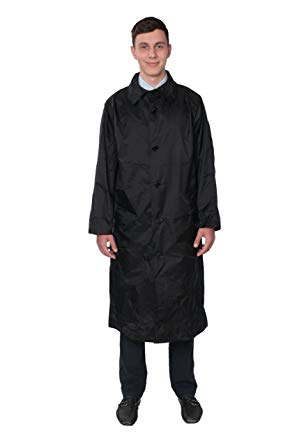 Fit Rite Men's Nylon Hooded Waterproof Long Lightweight Waterproof Raincoat Full Length Rain Jacket - Zip in Hood