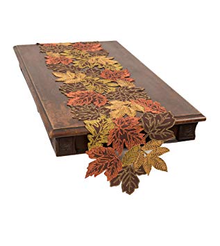 Xia Home Fashions Autumn Leaves Table Runner, 15''x90'', Brown