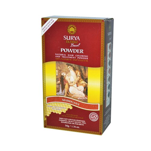 Surya Brasil Surya Henna, Brasil, Natural Hair Coloring and Treatment Powder, Mahogany, 1.76 oz (50 g) - 1.76 oz