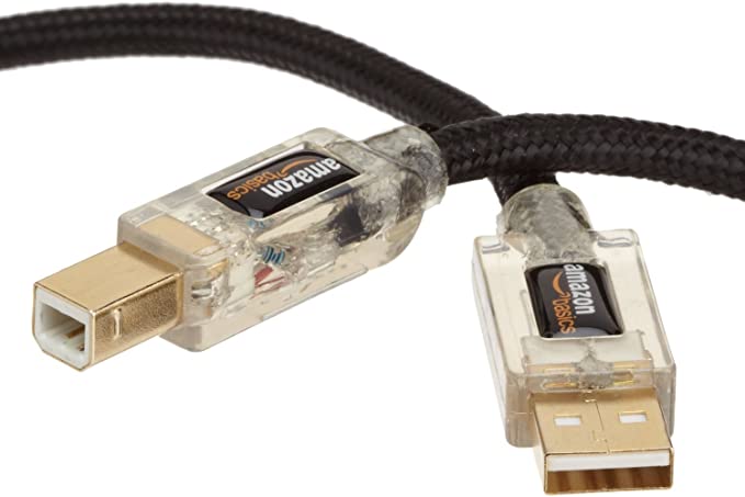 AmazonBasics USB 2.0 A-Male to B-Male Braided Cable with Lighted Ends - 6 Feet (1.8 Meters)