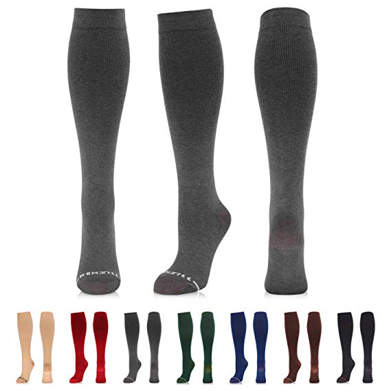 NEWZILL Compression Dress Sock (15-20 mmHg) for Men & Women - Cotton Rich Comfortable Socks - Best Stockings for Business Casual, Running, Medical, Athletic, Edema, Diabetic