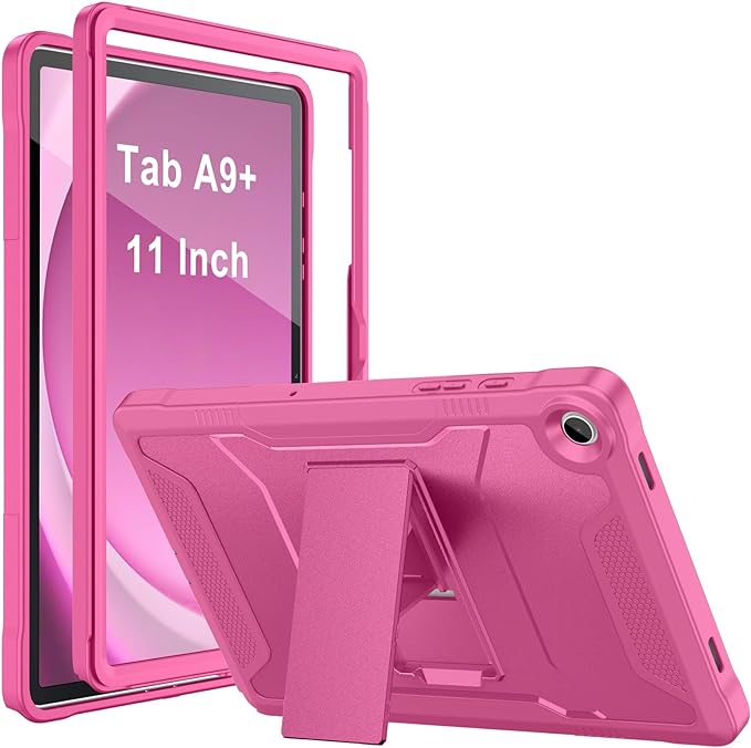 Soke Case for Samsung Galaxy Tab A9 Plus 2023, with Built-in Kickstand, Rugged Shockproof Protective Cover for Galaxy Tab A9  11 Inch Tablet [SM-X210/X216/X218],Hot Pink