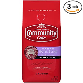 Community Coffee Ground Coffee, 5 Star Hotel Blend, 12-Ounce Bags (Pack of 3)