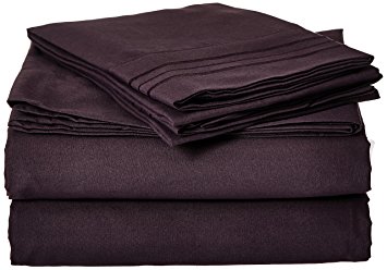 Elegant Comfort 1500 Thread Count Luxury Egyptian Quality Super Soft Wrinkle Free and Fade Resistant 4-Piece Sheet Set, Full, Purple