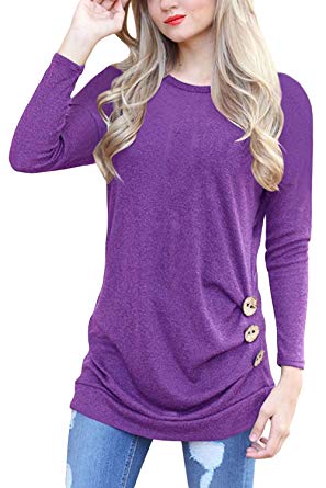 IVVIC Womens Tops Long Sleeves Casual Loose Tunic T Shirt Blouse Tops