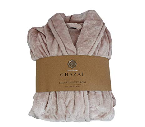 ReLive Ghazal Scallop Etched Luxury Velvet Soft Women's Bath Robe