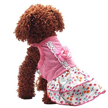 Beautyvan, New Dog Puppy Flower Skirts Dress Crystal Bowknot Lace Floral Pet Princess Clothes