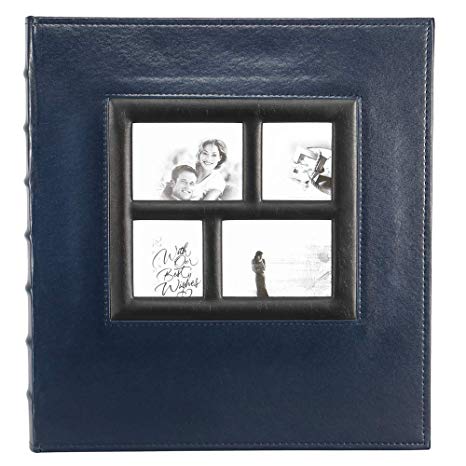 Magnetic Self-Stick Page Photo Album, Family Album Self Adhesive Large Leather Cover Photo Albums with 30 Sheets / 60 Sticky Pages, Holds 3x5, 4x6, 5x7, 6x8, 8x10 Photos (Blue)