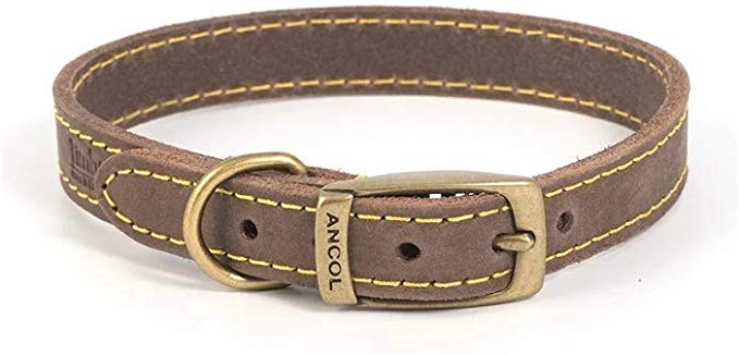 Ancol Timberwolf Leather Collar Sable 22-26cm XS