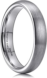 King Will Basic 2mm 4mm 6mm 8mm Tungsten Carbide Ring for Men Women Engagement Wedding Band Black/Silver/Gunmetal Domed Matte Brushed Finish Comfort Fit Size 4-15