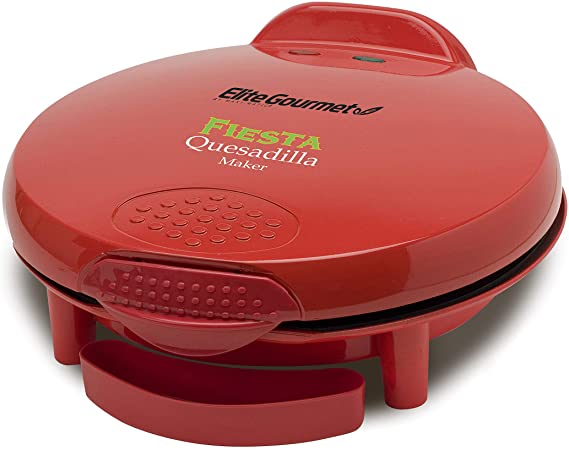 Elite Gourmet EQD-118# Non-Stick Electric, Mexican Taco Tuesday Quesadilla Maker, Easy-Slice 6-Wedge, Grilled Cheese, 11 Inch, Red