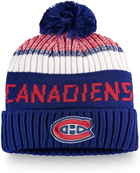 Youth Montreal Canadiens NHL Authentic Pro Rinkside Cuffed Knit Pom Pom Toque