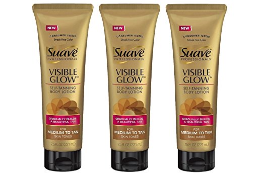 Suave Visible Glow Self Tanning Lotion, Pack of 3