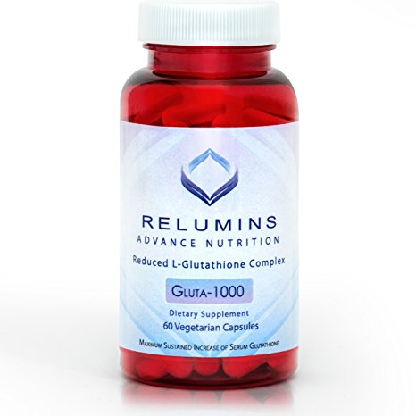 New Relumins Advance Nutrition Gluta 1000 - Reduced L-Glutathione Complex - 2x More Effective Than Jarrow at Raising Serum Glutathione