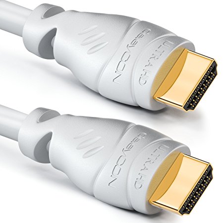 deleyCON 1m (3.29 ft.) HDMI cable - compatible with HDMI 2.0a/b/1.4a - UHD 4K HDR 3D 1080p 2160p ARC PoE - High speed with Ethernet - white