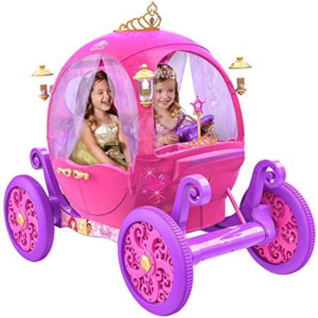 24 Volt Rechargeable Disney Princess Pink Carriage,Can Fit 2 Children