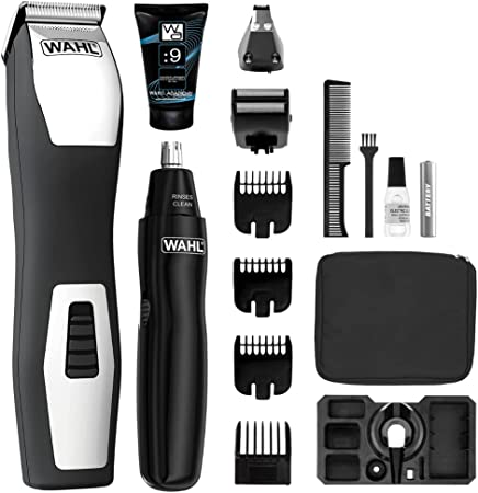 WAHL 8 in 1 Multigroomer, Trimmers for Men, Beard Trimming Kit, Stubble Trimmers, Male Grooming Set, Body Trimmer, Nose Hair Trimmer, Ear Hair Trimmer, Personal Trimming, Black/Chrome, 98551-802