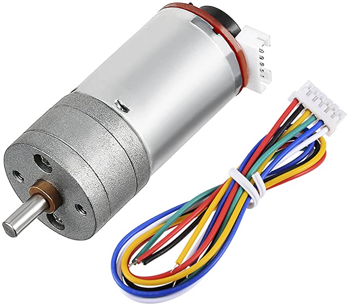 uxcell Gear Motor with Encoder DC 12V 463RPM Gear Ratio 9.28:1 D Shaft Metal Encoder Gear Motor Silver 25Dx48L mm for Robot RC Model DIY Engine