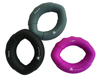 Clever Yoga Hand Grip Strengthener Exercisers Set of 3 with Increased Resistances Perfect for Increasing Hand, Finger, Wrist, and Forearm Strength - Comes With Our Special "Namaste"