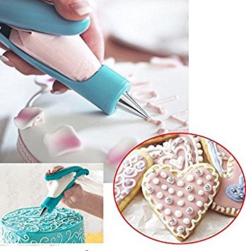 Cake Decorating Tips Pen,Icing Piping Tool Kit Set With Big and Small X4 different tips- X4 Nozzles Icing bagX 2 coupler, Stainless steel piping/Dispenser Nozzles Pen Set