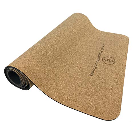 Gurus Two Natural Cork Mat Options, Roots Yoga Mat with Natural Rubber Bottom, Sprout Yoga Mat with Lightweight TPE Latex-Free Bottom, Non-Slip, Eco-Friendly and Odor Free, 72" long 25" wide