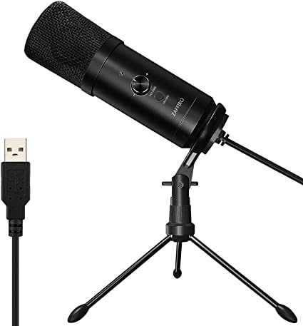 USB Microphone,Z ZAFFIRO Recording Microphone Plug & Play Metal Studio Microphone for PC/Laptop/Desktop/Notebook, Cardioid Studio Recording Vocals for YouTube, Voice Search, Games