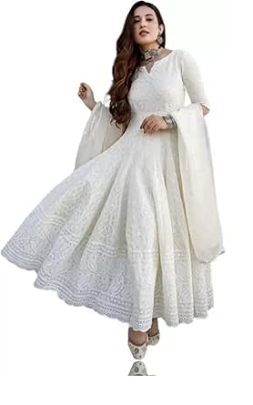 Royal Export Women's Flared Embroidered Cotton Gown