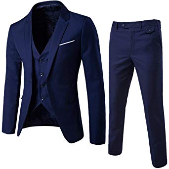 Cloudstyle Mens 3-Piece Suit Notched Lapel One Button Slim Fit Formal Jacket Vest Pants Set