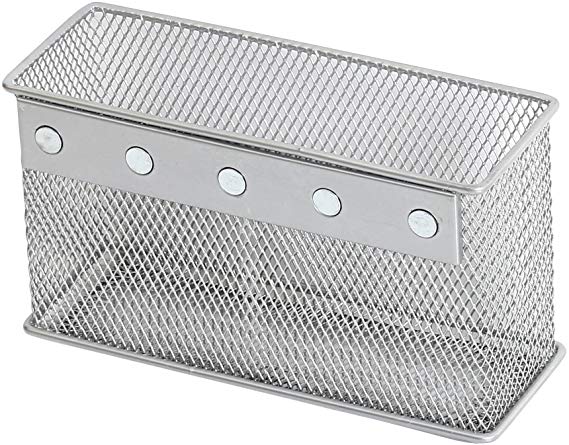 Ybmhome Wire Mesh Magnetic Storage Basket, Container, Desk Tray, Office Supply Accessory Organizer Silver for Refrigerator/Microwave Oven or Magnetic Surface in Kitchen or Office 2306 (1, Medium)
