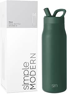 Simple Modern Water Bottle with Straw lid | Insulated Stainless Steel Thermos | Reusable Travel Water Bottles for Gym & Sports | Leak Proof & BPA Free | Mesa Collection | 34oz, Forest