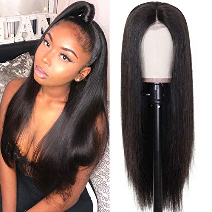 QTHAIR 13x4 Lace Front Human Hair Wigs 20"Brazilian Virgin Hair Straight Hair Wigs with Baby Hair for Black Women 150% Density Natural Color Can be Dyed Bleached Curled