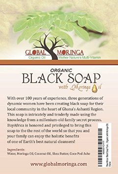 Raw African Black Soap From Ghana Pure and Organic with Moringa Oil