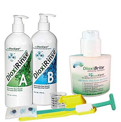 Sensitive Dental Care - DioxiCare Special Highly Effective Oral Care with Family Size Antimicrobial Mouthrinse and Antimicrobial Toothpaste