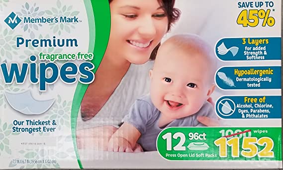 Members Mark Fragrance Free Baby Wipes 1152 count