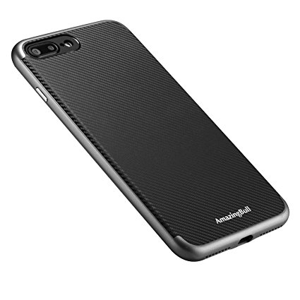 AmazingBull (TM) iPhone 7 Plus (5.5 Inch) phone case non-slip texture surface Slim Fit Cover with Carbon Fiber Premium Bumper Style 360º Protection for Apple iPhone 7 Plus (2016) (Gray)