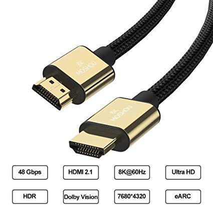 SIKAI Ultra HD High Speed 48Gbps HDMI 2.1 Premium Flexible Nylon Cable comptabile with LG/Sony OLED TV support 4k@120HZ 8K@60HZ, Full HD, HDTV, 3D, HDCP 2.2, Dolby Atmos (3m)