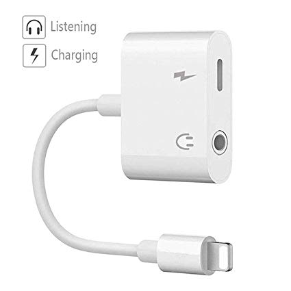 FJYU Earphone Jack 3.5mm Adapter 2in 1 Headphone Adapter Jack Adapter Aux Audio Dongle to 3.5mm Support iOS 12 System