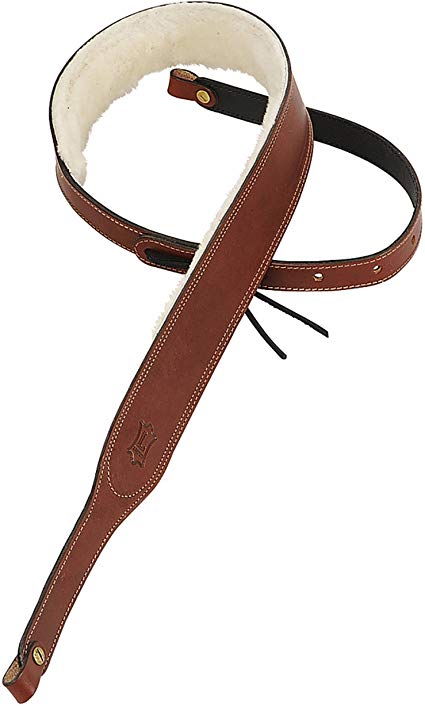 Levy's Leathers PMB42-BRN Veg-Tan Leather Banjo Strap with Sheepskin, Brown