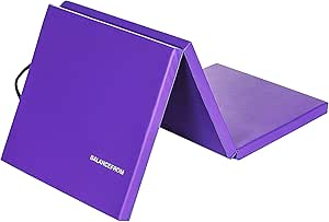 BalanceFrom 2" Thick Tri-Fold Folding Exercise Mat with Carrying Handles for MMA, Gymnastics and Home Gym Protective Flooring (Purple)